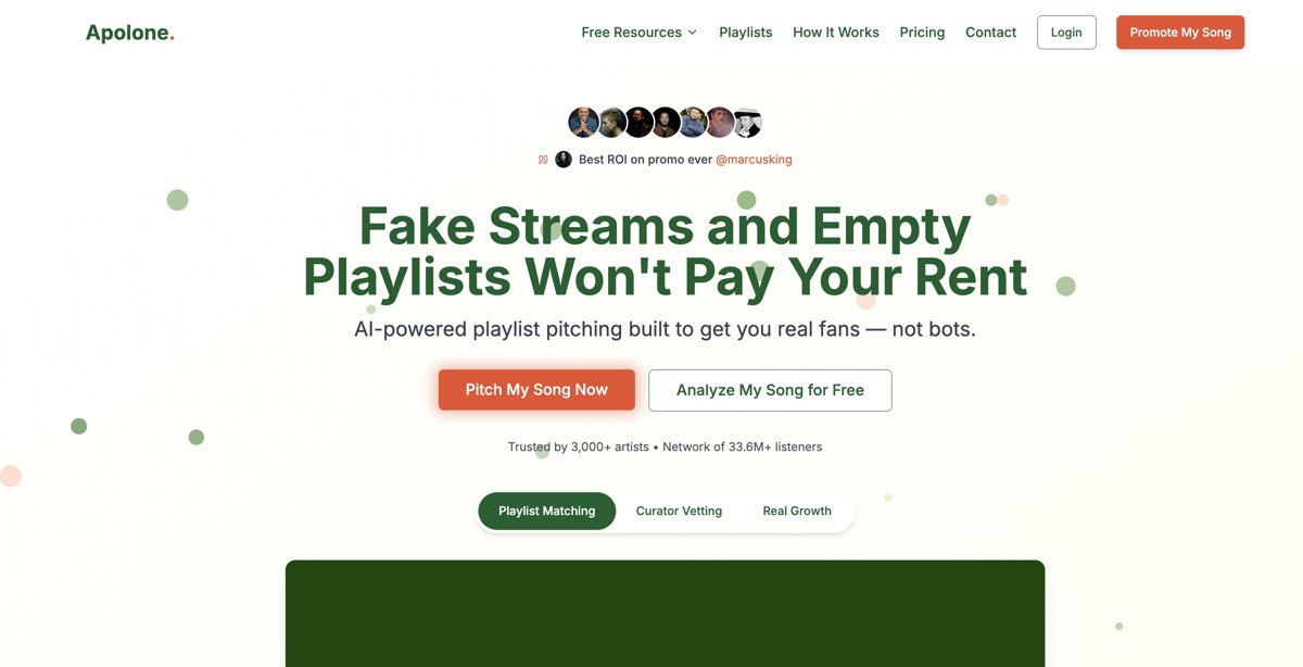 Apolone — AI-powered playlist pitching for musicians